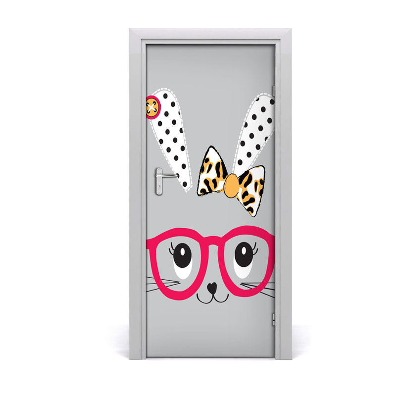 Rabbit With Glasses Door Decal, 205cm H x 85cm W