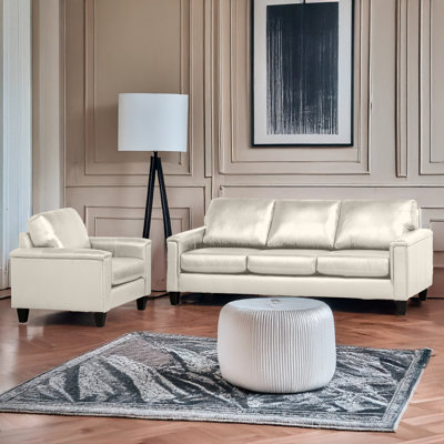 Deboer 2 Piece Genuine Leather Living Room Set