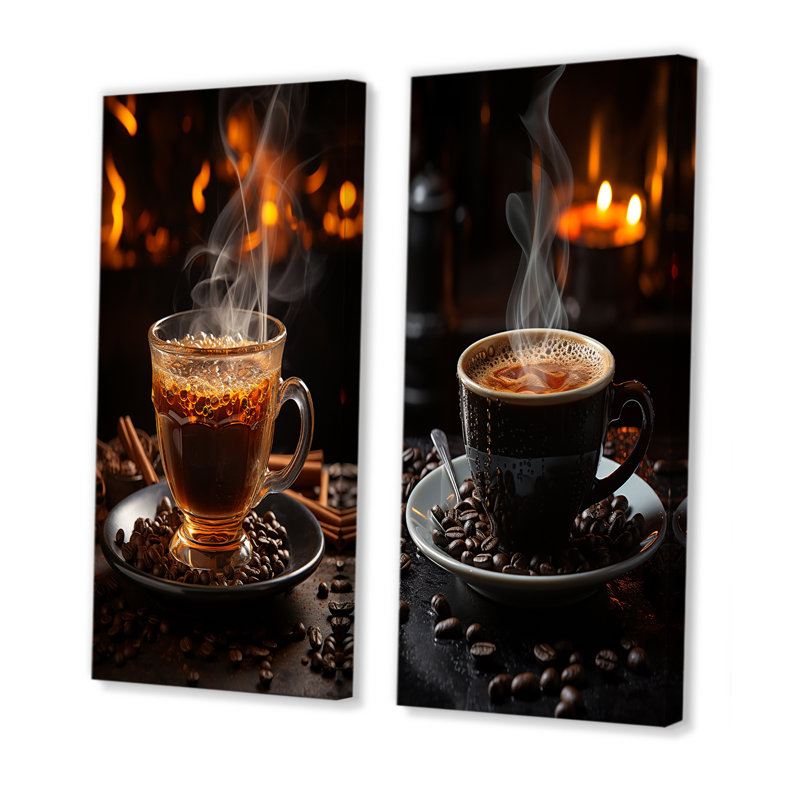 Cuba Aroma Coffee Harmony - ensemble de 2 reproductions d'art mural café et thé, H 28 po x l 25 po, Toile tendue