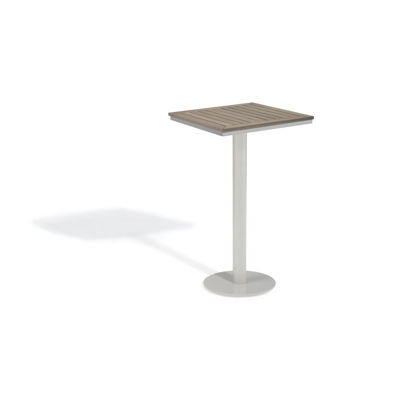 Travira Square Metal Outdoor Bar Table , in. W in. D, Flint/Tekwood Vintage, 24" L x 24" W