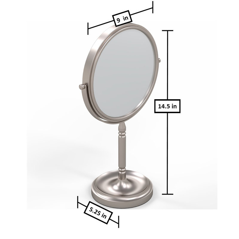 Brushed Nickel Magnifying Countertop Makeup Mirror