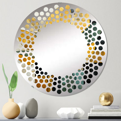 Feuillage doré à motif géométrique - Miroir mural à pois - MIR114743-Rond