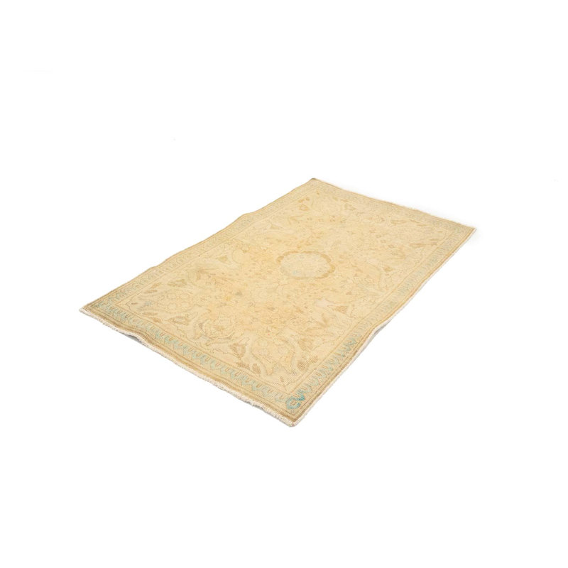 Tapis semi-antique beige traditionnel rétro 3X5