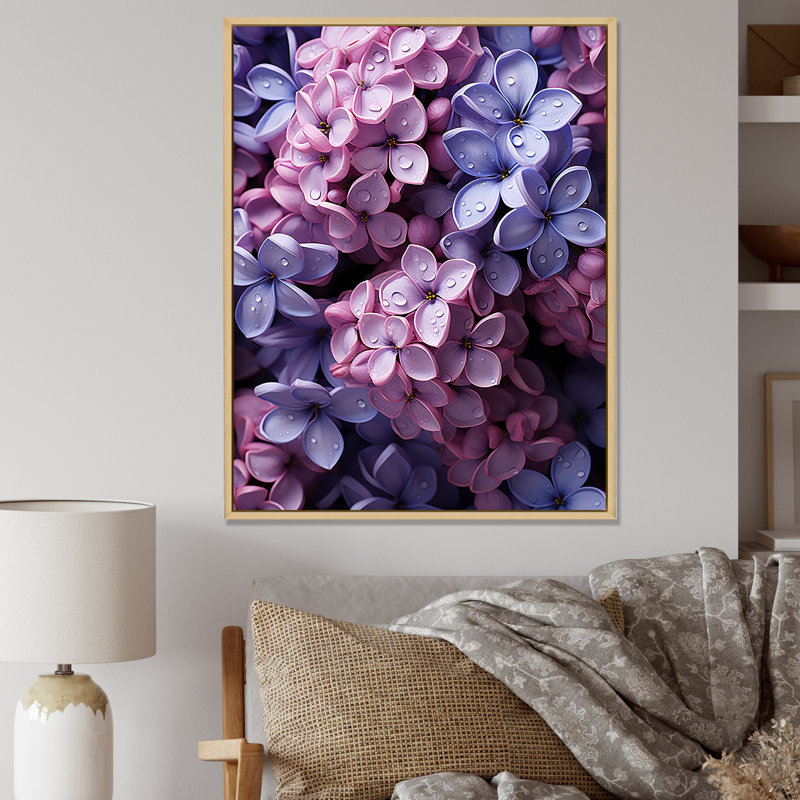 Vibrant parfum Lilac Blossoms II - impression, H 32 po x l 24 po x P 1 po, Cadre naturel flottant