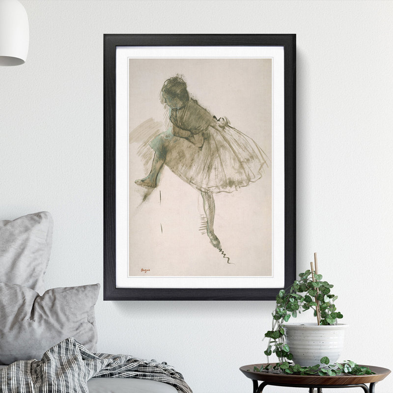 Study of a Ballet Ballerina Dancer Vol.2 by Edgar Degas - Picture Frame Painting on MDF, Black Framed