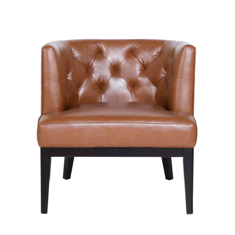 Fauteuil club Arcella Anjlee, Similicuir cognac