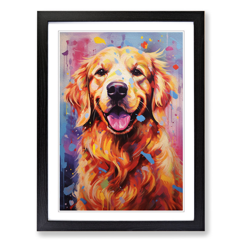 Golden Retriever Hard Edge Painting - Framed Print