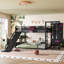 Lit mezzanine double en métal avec glissade et mur d'escalade Roomfitter, lit de sport avec panier de basketball, noir-546952339
