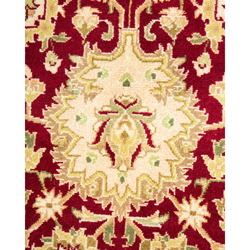 Handmade Red and Tan Wool Rectangular Area Rug