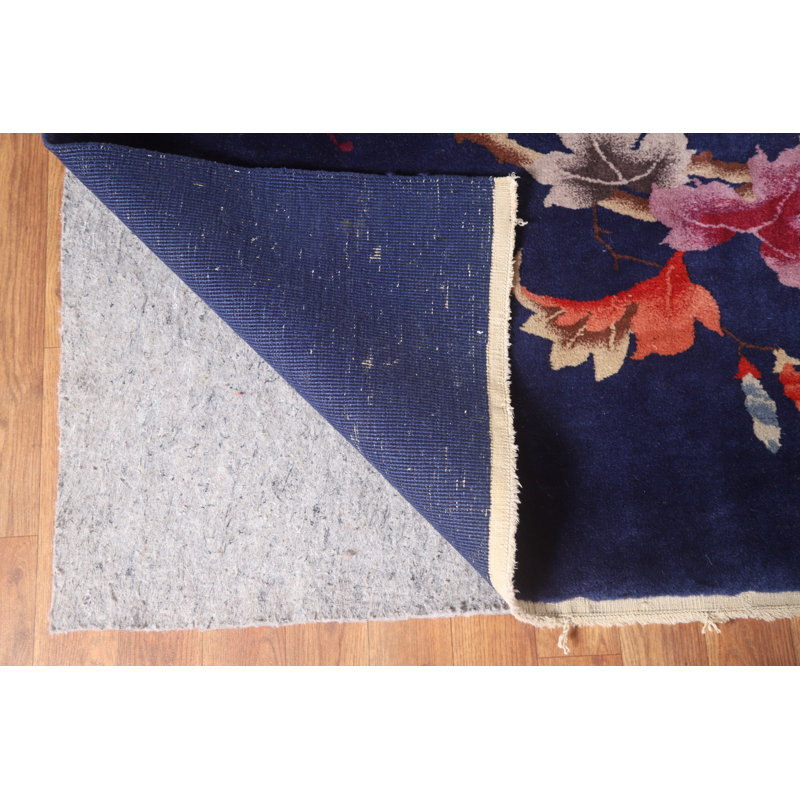 Tapis bleu marine Art Deco 9 x 12