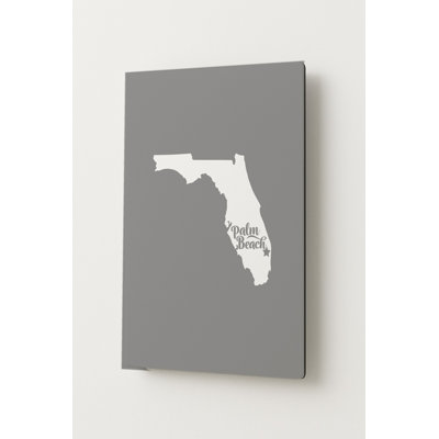 Home Sweet Palm Beach — Florida State Silhouette — Portrait Metal Wall Art