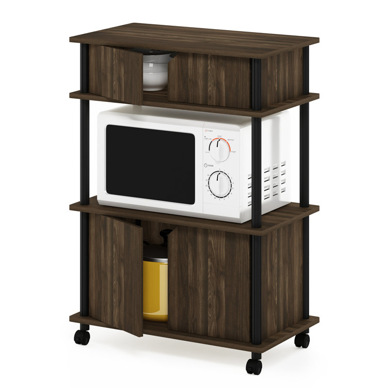 Romia Wood Kitchen Cart, Walnut/Black