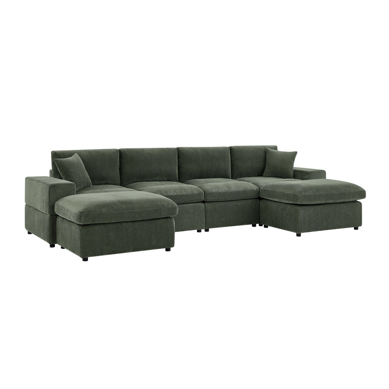 Canapé modulaire symétrique en velours côtelé, Green