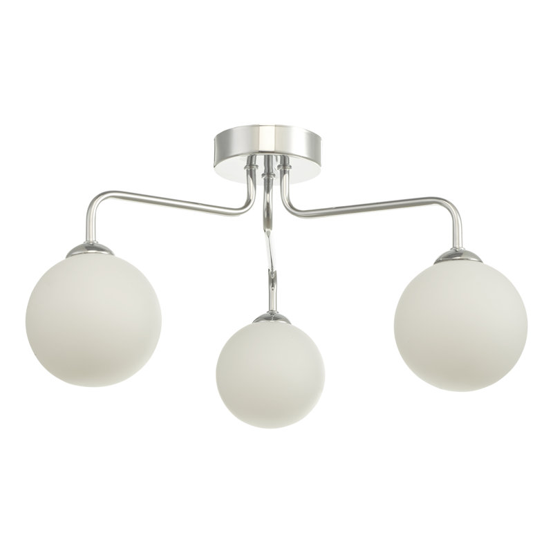 FEYA 3LT SEMI FLUSH GLS, Polished Chrome/Beige