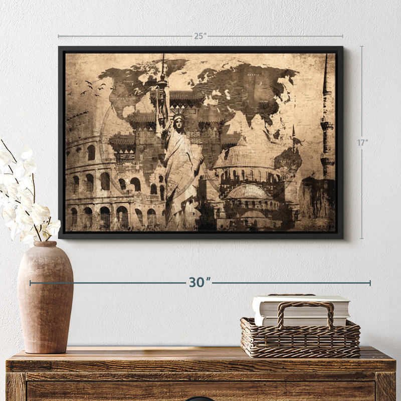 " Landmarks World Map Canvas Print ", 17" H x 25" W