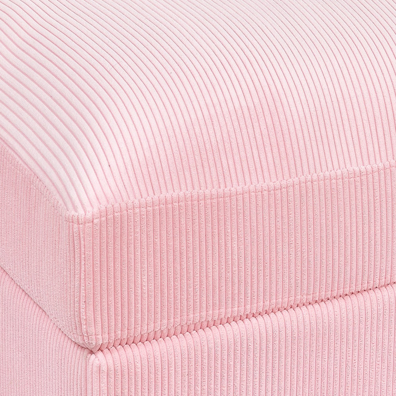 Corduroy Upholstered Rectangle Ottoman, Pink