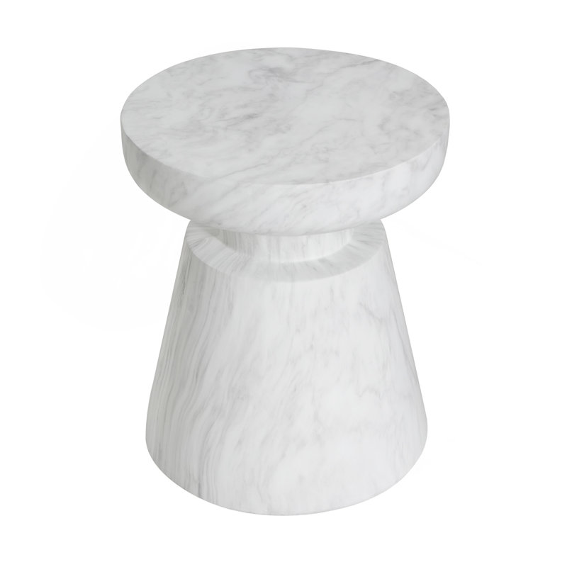 Outdoor Ponti Travertine Side Table, White