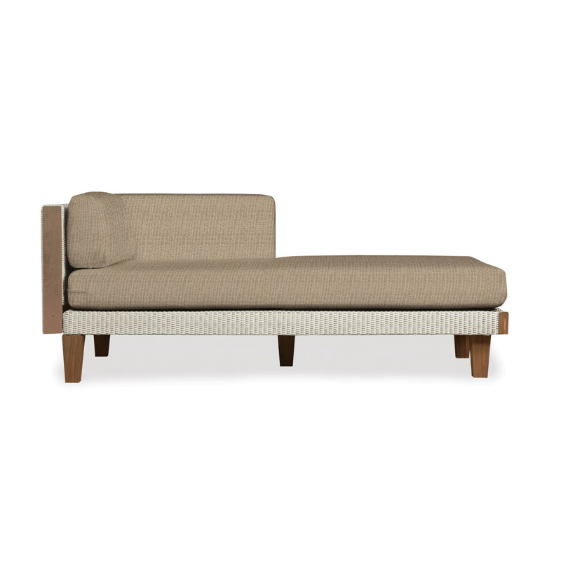 Catalina Outdoor Teak Chaise Lounge, Loveboat Saffron, Linen