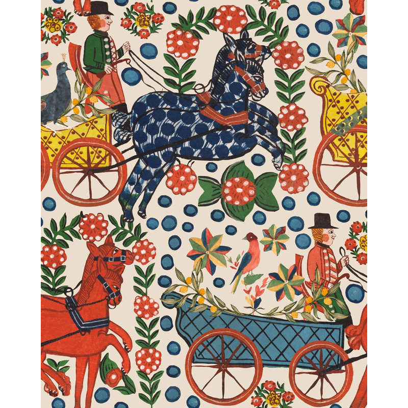 Tyrol Apres-Ski Home Floral Wallpaper Roll, Blue/Green/Red/Taupe