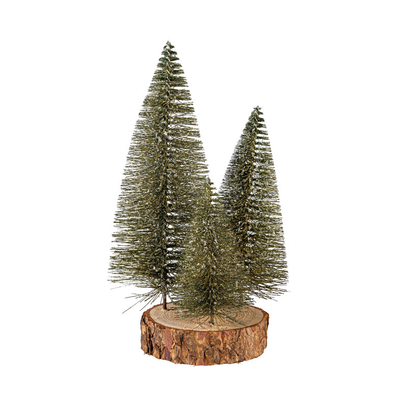 Décoration de table en plastique et bois en forme de sapin, H 9,5 po