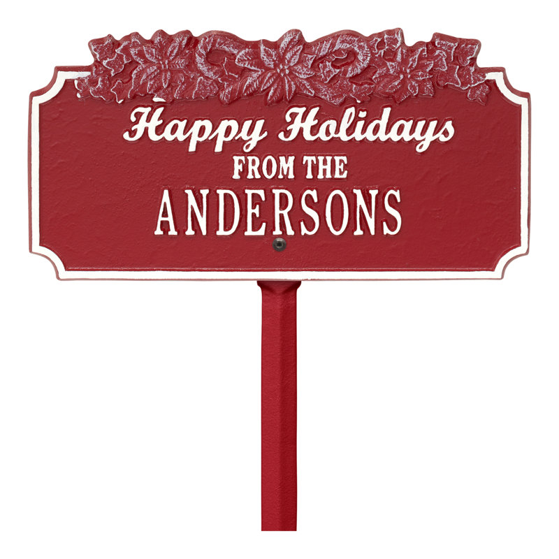 Happy Holidays Garden Stake, Red/White, Yes