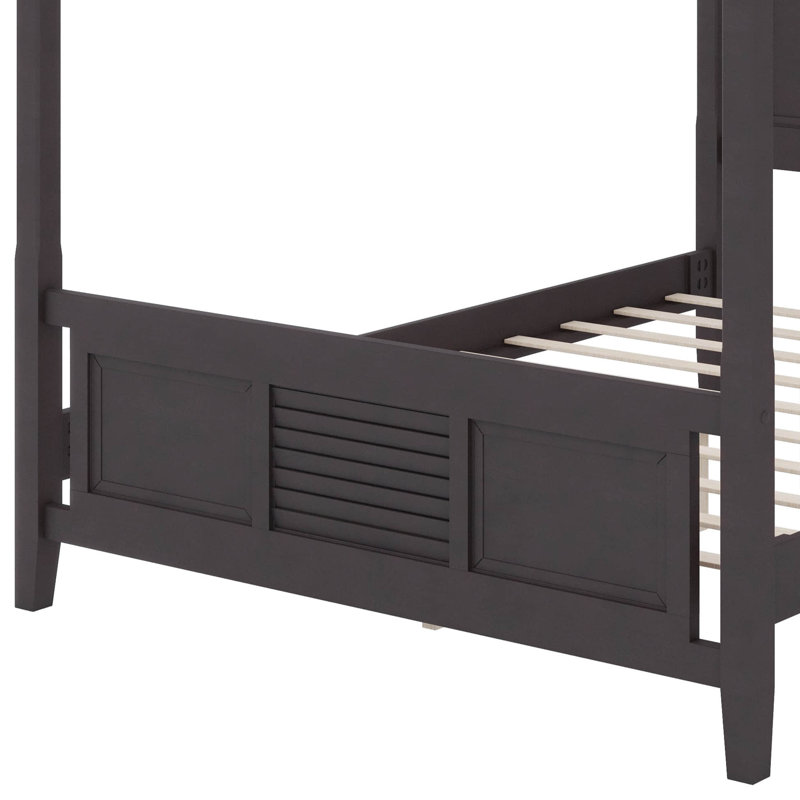Un lit à baldaquin en bois massif intemporel et élégant, Grand, Espresso