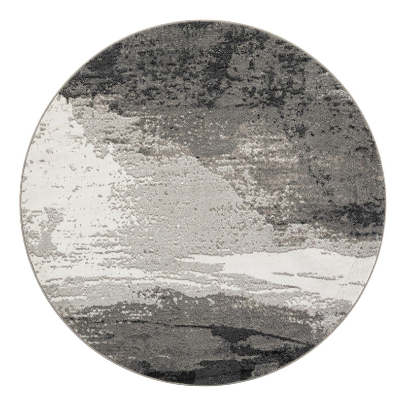 Tapis Ivy Bronx Glomma Nathanyl noir, Rond 7 pi 10 po