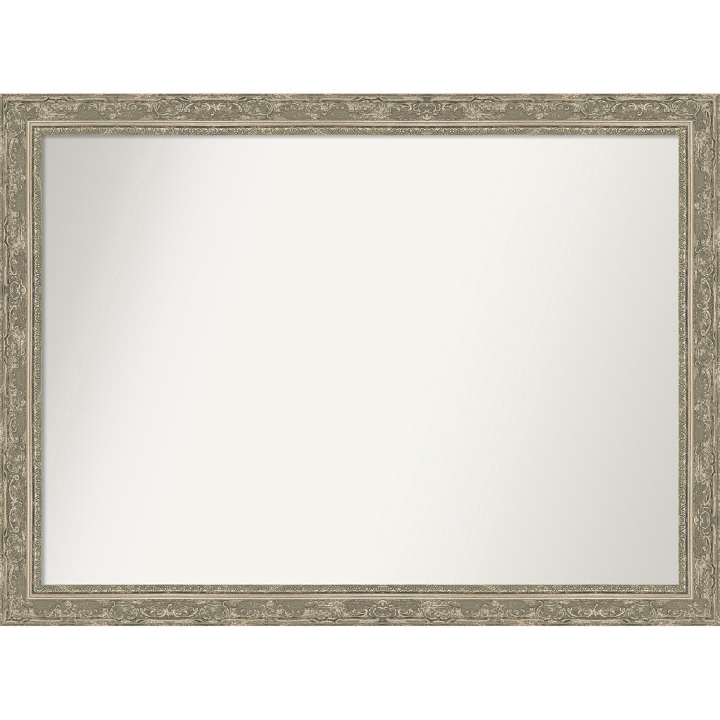 Filigree Non-Beveled Framed Wall Mirror, 31.5" x 42.5", Silver