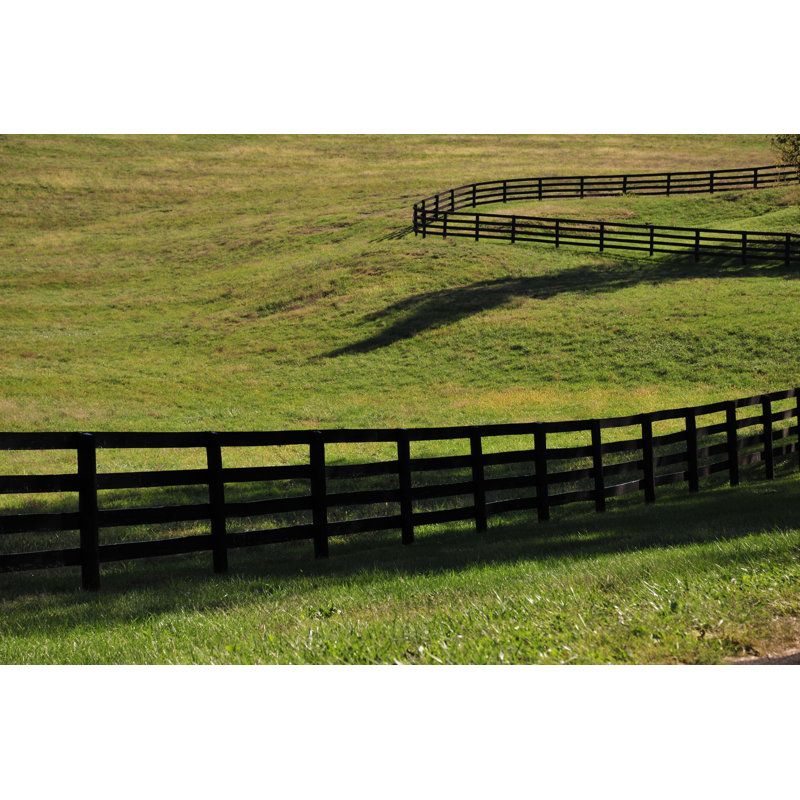 Black Fence In Green Field - Wrapped Canvas Art Prints, 61cm H x 91cm W x 3.8cm D