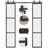 Metal and Tempered Glass Double Sliding Barn Door with Installation Hardware Kit, 2 Sets of Door-91084033