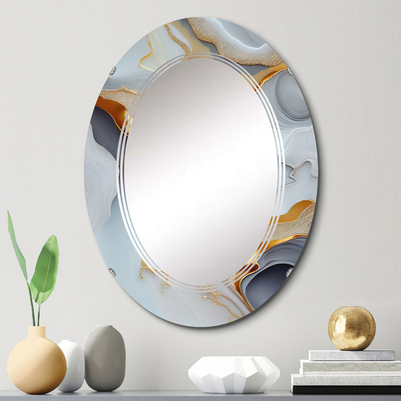 Miroir mural Parrie blanc et doré à motif abstrait IV Parrie, 30 po x 20 po