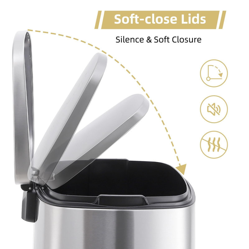 Silver Stainless Steel 50 Liter Pedal Trash Can for Commercial Use