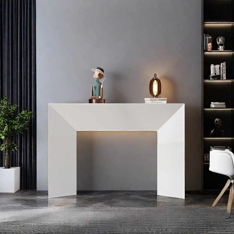 Modern Minimalist Console Table, 35.43" H x 39.37" W x 13.78" D, White