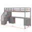 Structure de lit simple de taille mezzanine avec bureau intégré et double tiroir-786550389