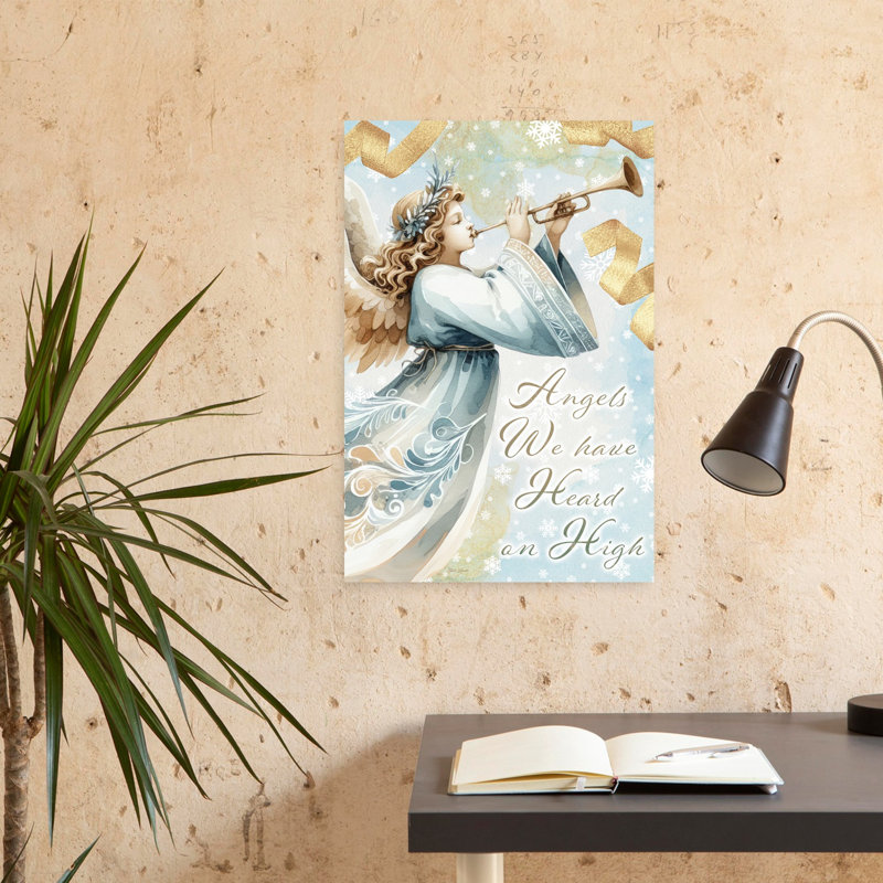 «Angels We Have Heard On High», art contemporain de paysage d'hiver, H 24 po x l 16 po