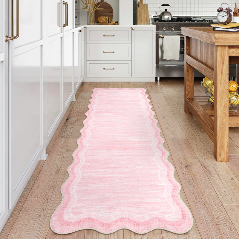 Bordered Design Machine Washable Rug with Rubber Backing for Living Room Modern Non-Slip Dining Room Rug Easy-Cleaning Floor Carpet for Bedroom
