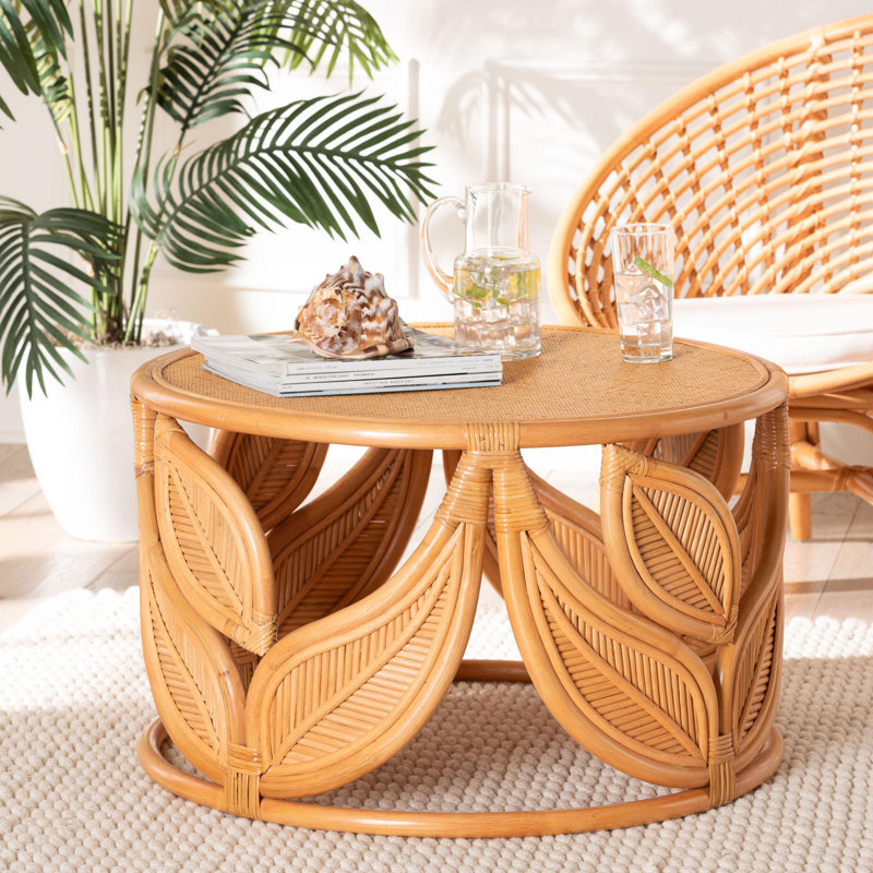 Raflesia Light Honey Round Rattan Bohemian Coffee Table
