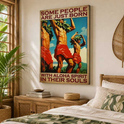 «Born With Aloha Spirit In Leurs Souls», art mural Hula Dancers - décor de salon, de chambre à coucher ou de bureau