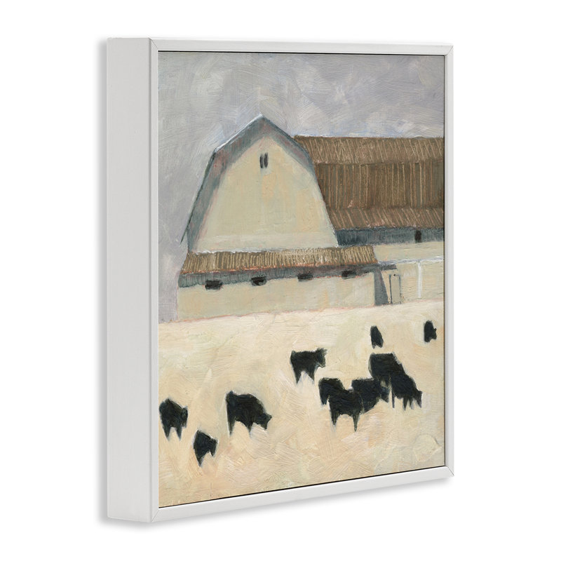 Bétail de pâture noire, art de la giclée encadrée par Sue Jachimiec, Giclée encadrée blanc bord de mer, H 24 po x l 24 po