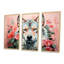 Portrait de loup bohémien rose et vert IV - loup, art mural-512739948-512739952