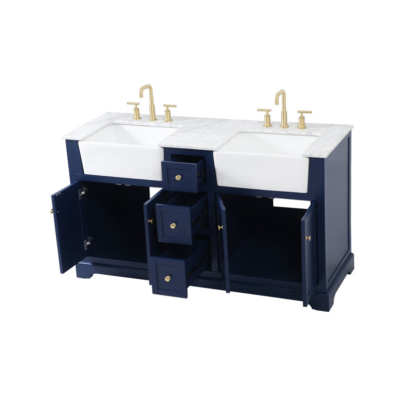 Ensemble de meuble-lavabo double 60 po Pardue, Bleu