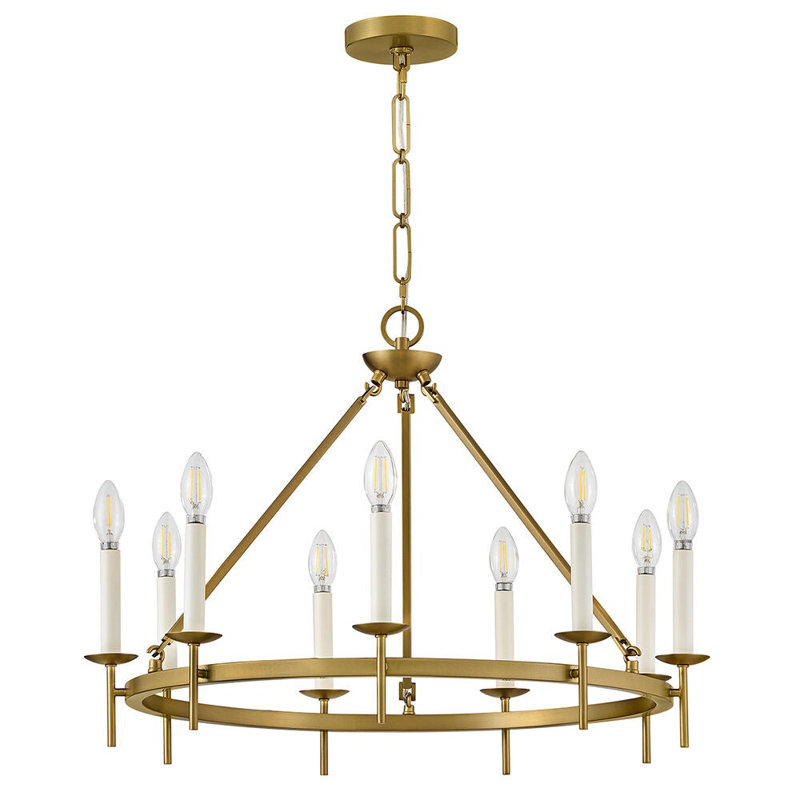 Copley 9-Light Chandelier, Lacquered Brass
