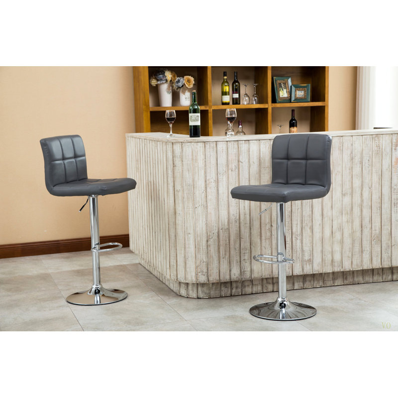 Tabouret de bar pivotant réglable en similicuir, ensemble de 2, Gris