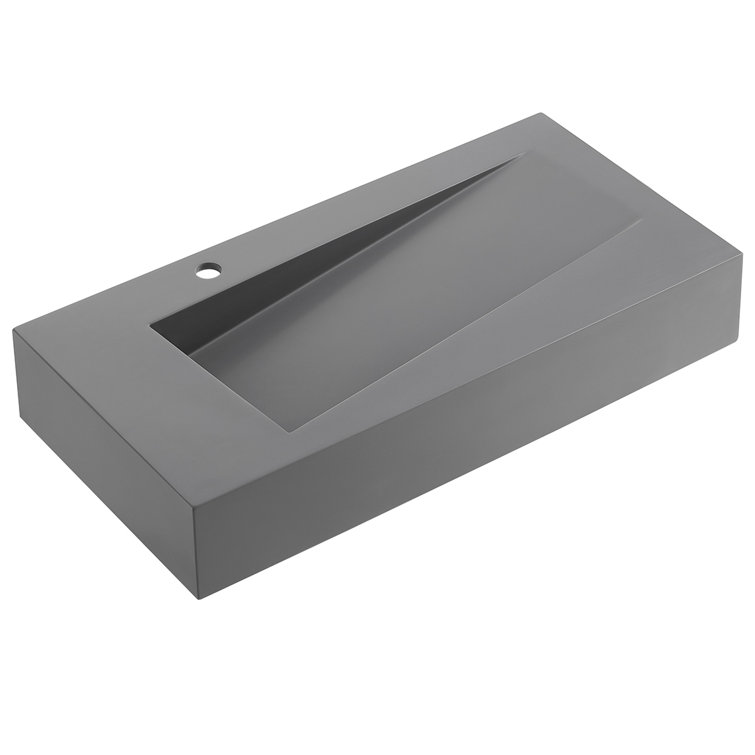 36 in. Wall-Mount or Countertop Bathroom with Diamond Bowl Solid Surface