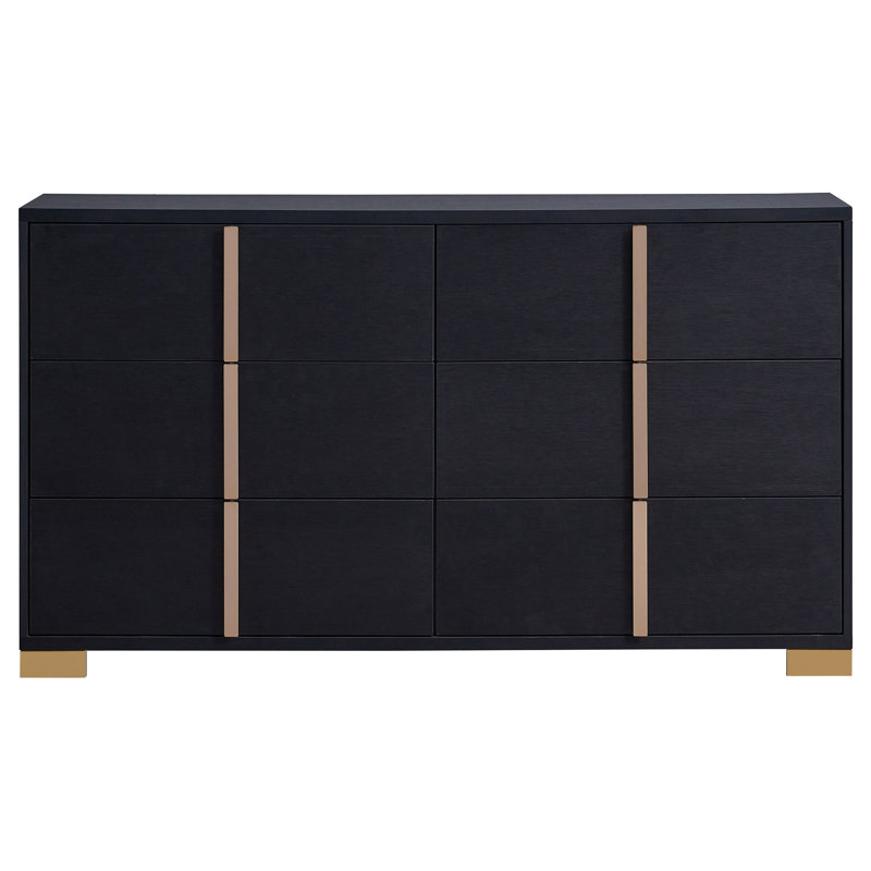 Deeyn 58.5'' W 6 - Drawer Dresser, Black