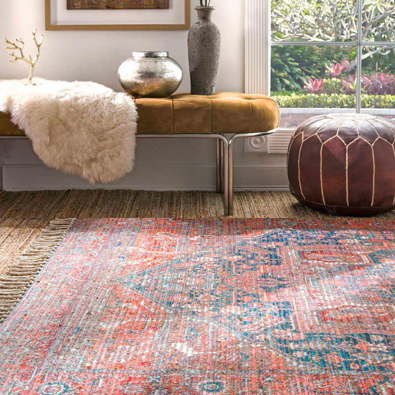 Tapis oriental rouille / bleu Ronny, Rectangle 5 pi x 8 pi
