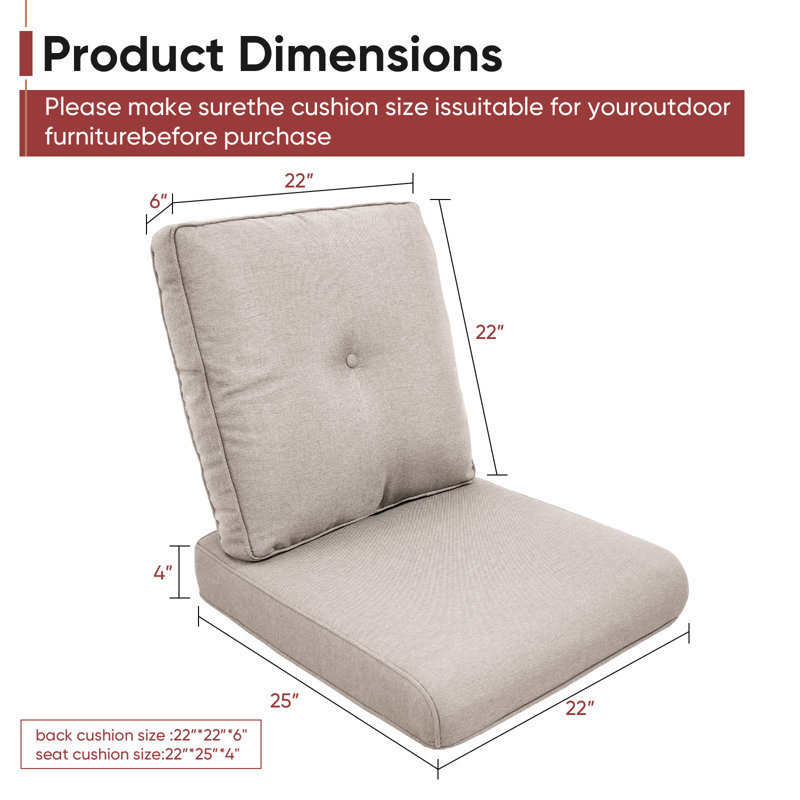 Coussin de siège / dossier d'extérieur Schutt, Beige, 4 coussins de siège / dossier
