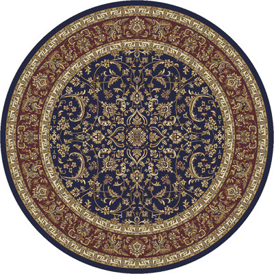 Tapis traditionnel traditionnel floral bleu marine