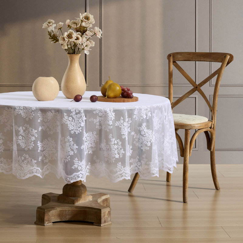 Nappe Stefani Floral Lace, 70 po rond, Blanc