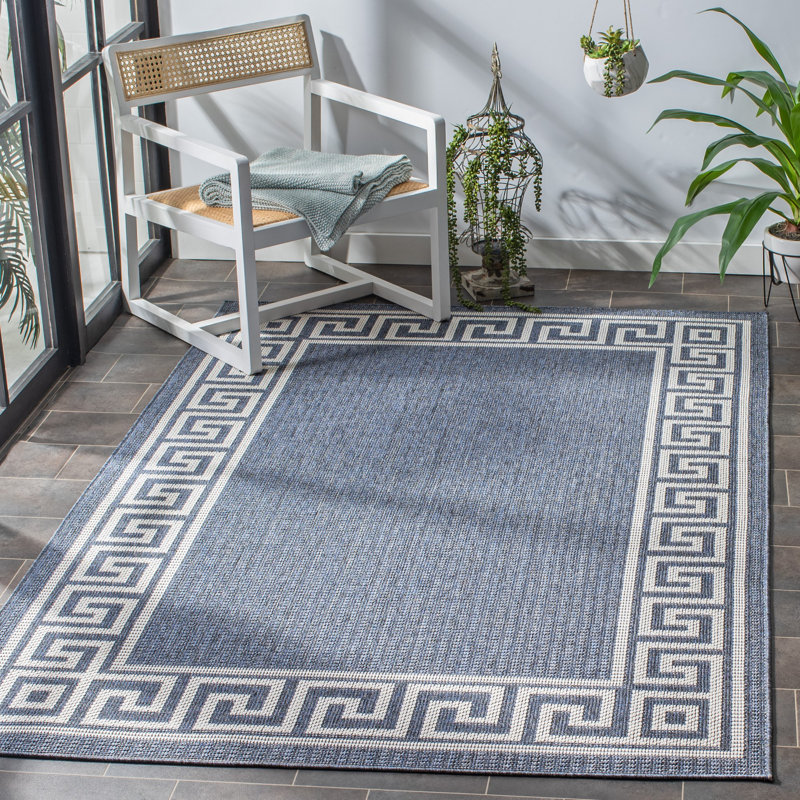Brympton Performance Machine Washable Geometric Indoor/Outdoor Area Rug, Rectangle 6'7" x 9'2"